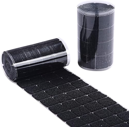 Puntos autoadhesivos negros, 500 unidades (250 pares) de 1 pulgada de diámetro cuadrados de gancho y bucle para la escuela, la oficina