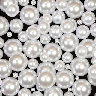1200pcs Flatback Half Round Pearls Flat Back Pearls 4/6/8/10/12/14MM for Crafting Jewelry Crafts Wedding Dress Nail Art Making (White)