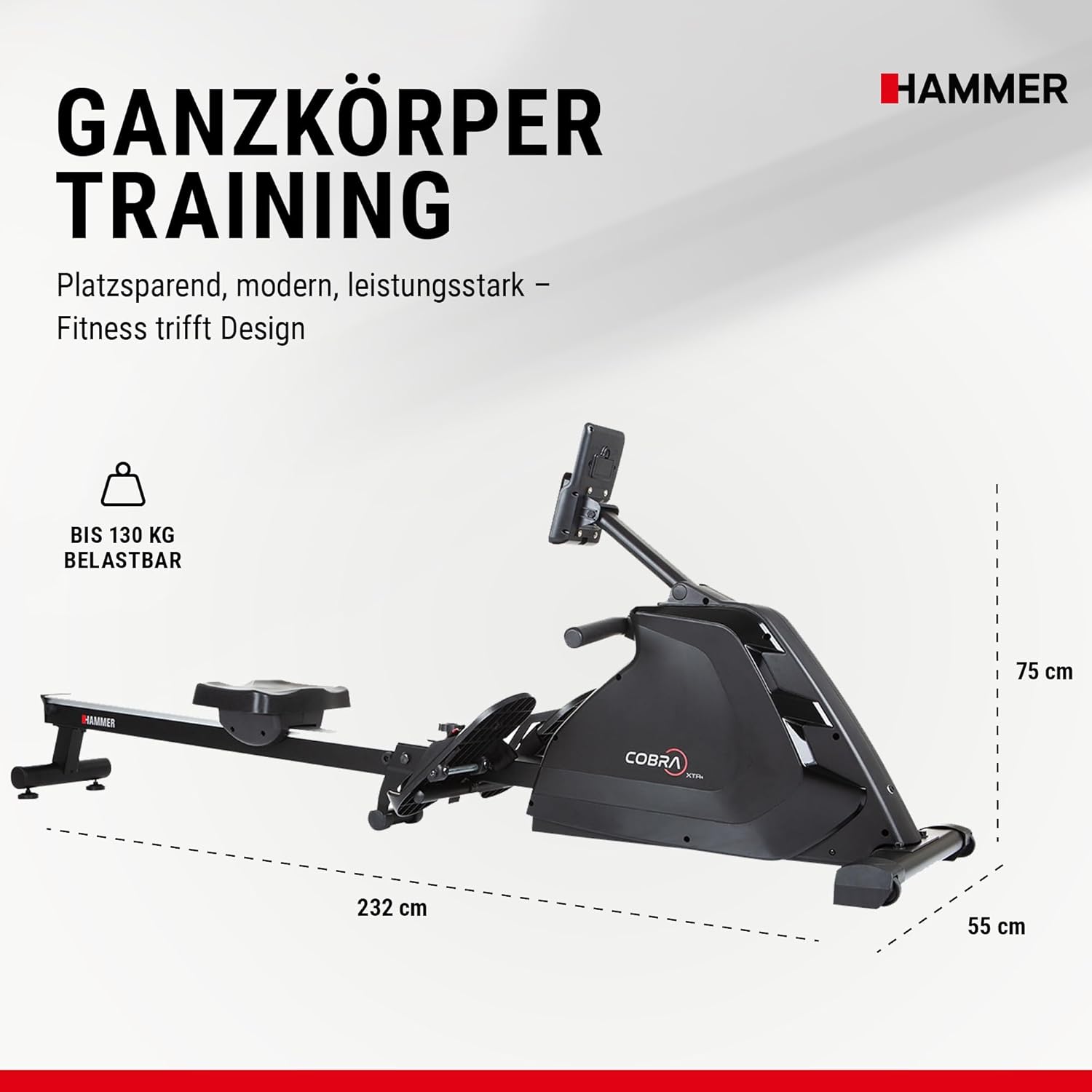 HAMMER Cobra 4532 XTR Plus II Rower Dimensions