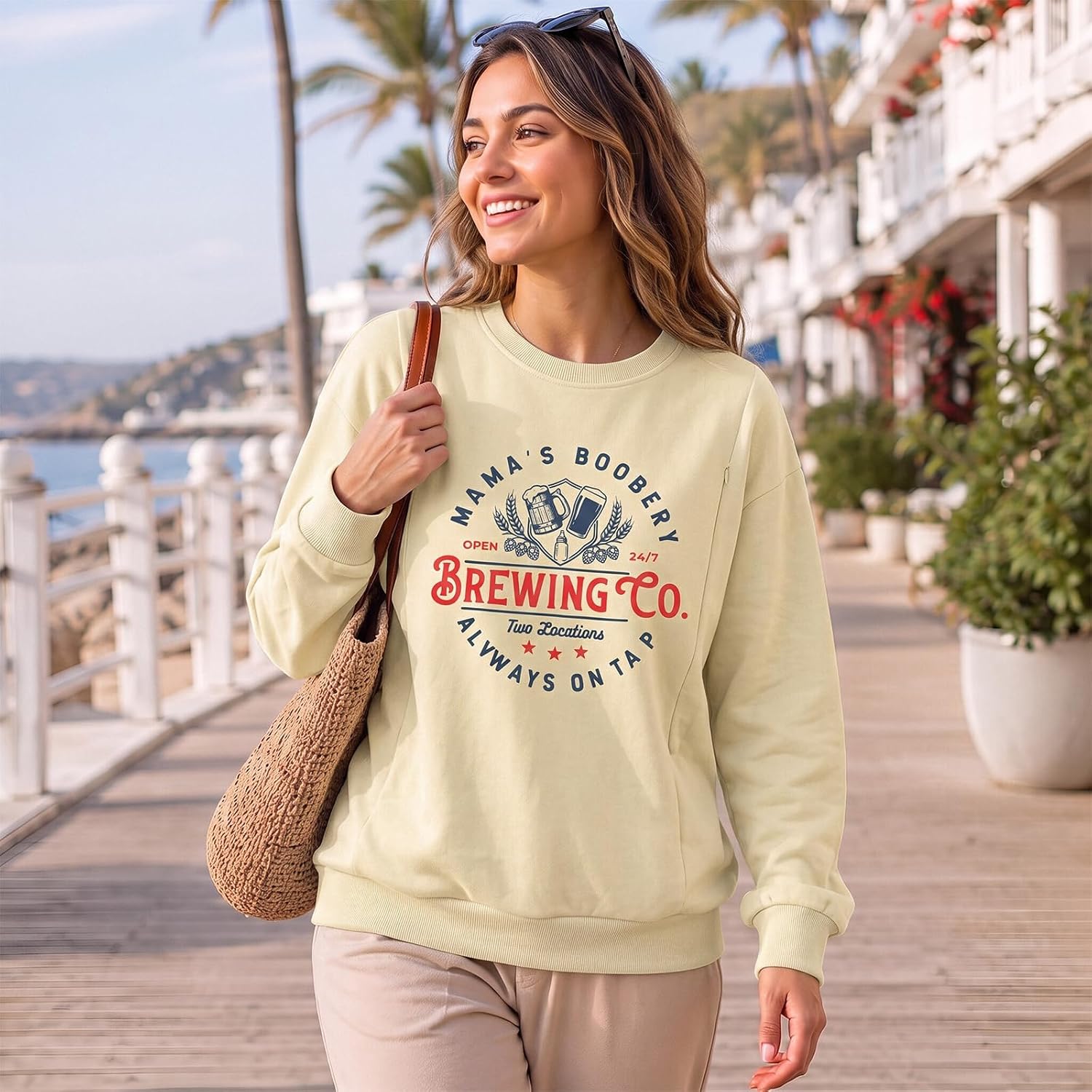 UNIQUEONE Women Nursing Sweatshirts for Breastfeeding - Friendly Zipper Maternity Sweater Long Sleeve Mama Pullover Tops