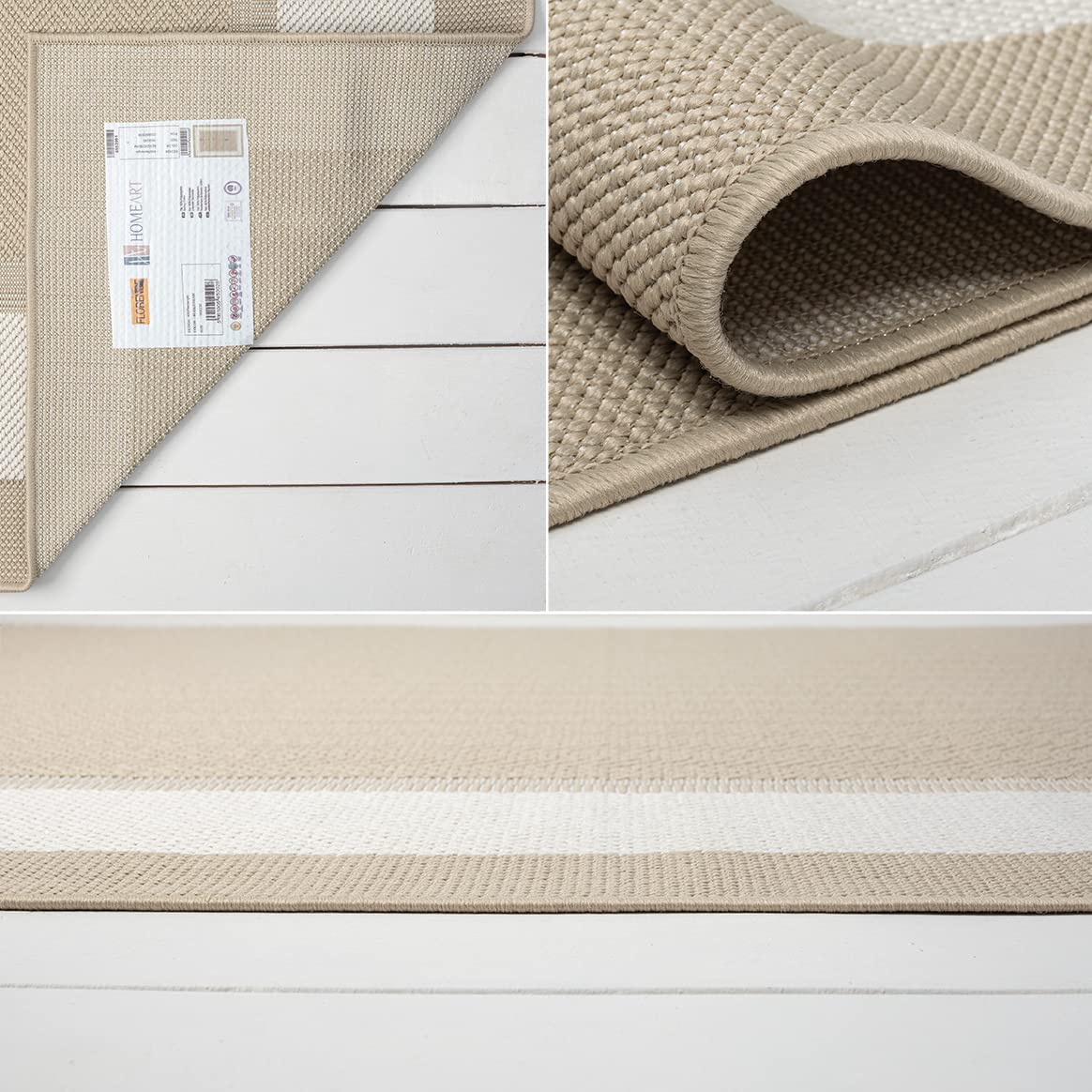HomeArt Outdoor Rugs | Easy-Cleaning Indoor & Outdoor Area Rugs for Porch, Deck, Balcony, Garden, Picnic, Kitchen, Hallway | UV & Weather-Resistant Large Patio Rug Mats | Anthracite Cream 200 x 290 cm — view 443