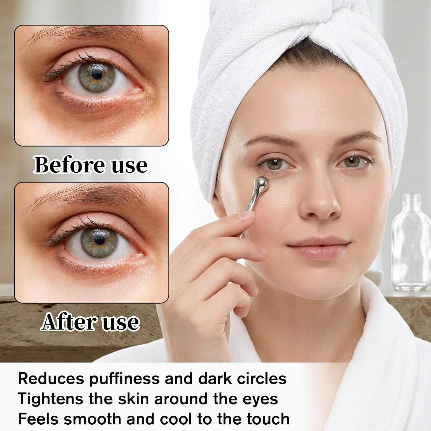 6 PCS Eye Cream Applicator Tool, Metal Eye Massage Tool for Women Men | Roller Ball Applicator, Eyes Cream Massage Stick for Face, Eye Depuffer Tool