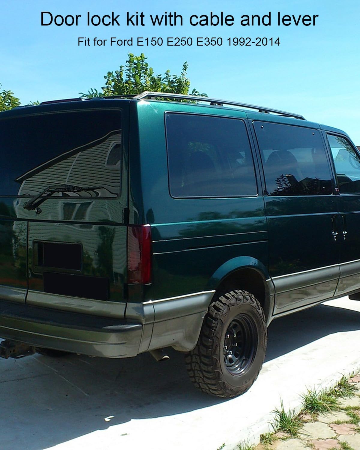 Door Latch Assembly with Cable&Rod Fit for Ford E150 E250 E350 1992-2014 Replace 8C2Z-15264A00-B 6C2Z-15431A02-AA 8C2Z15431A02C 8C2Z15431A02C for Right Hinged Door(Right 60%) & Rear Cargo Door