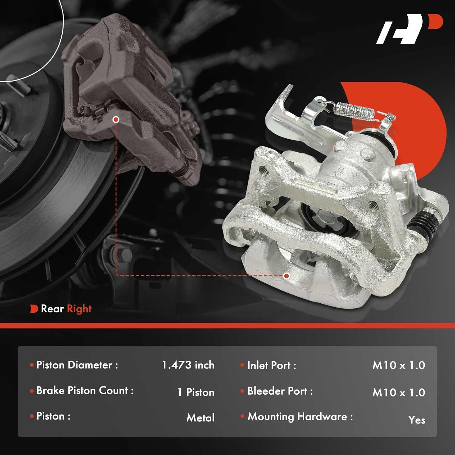 A-Premium Disc Brake Caliper Assembly with Bracket Compatible with Select Mazda Models - 3/3 Sport, 2014 2015 2016, L4 2.0L/L4 2.5L - Rear Passenger Side