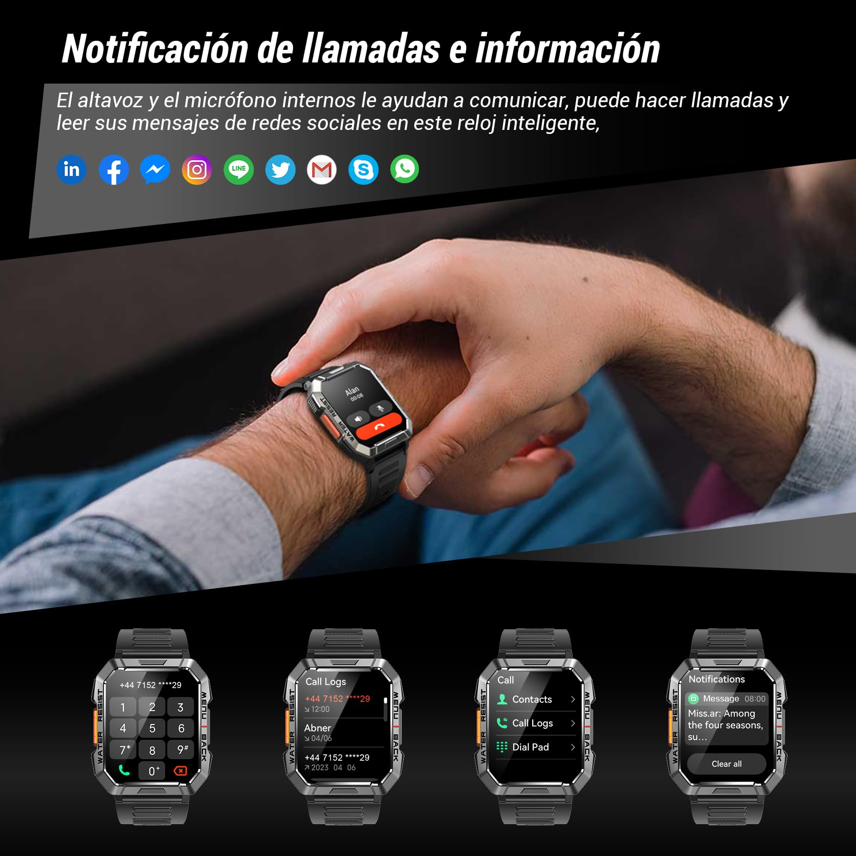 IOWODO Reloj inteligente para hombre y mujer DE05