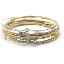 Swhmc Acoustic Guitar Strings Nickel Alloy Set, 6 Pcs | E-.010, B-.013, G-.023, D-.030, A-.036, E-.046, Clear and Gold, Individual Packed