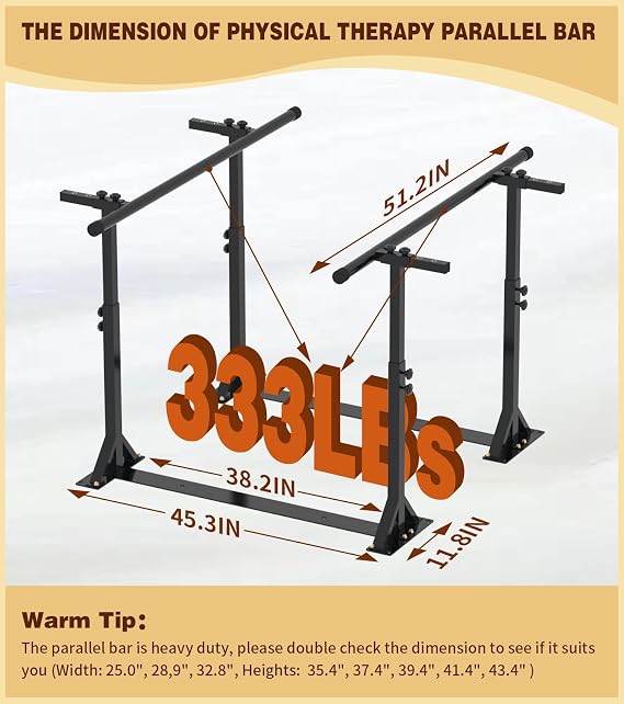 THOOUM Physical Therapy Parallel Bars - Adjustable Height and Width