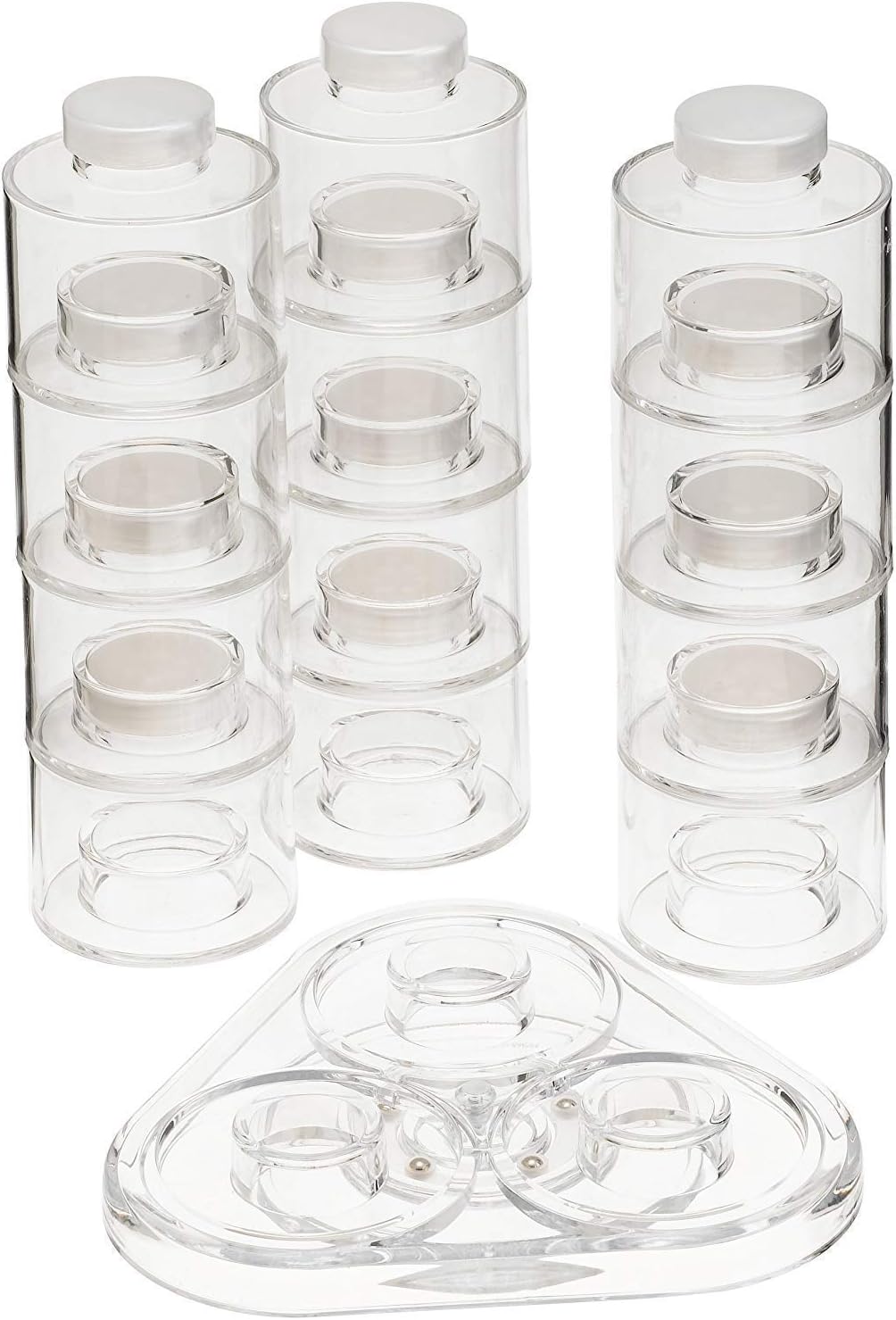 Ritmo 6 self-stacking spice bottles create highly colorful decorative storage space with minimum volume. Great space saving alternative to a spice rack. Spice Tower Carousel