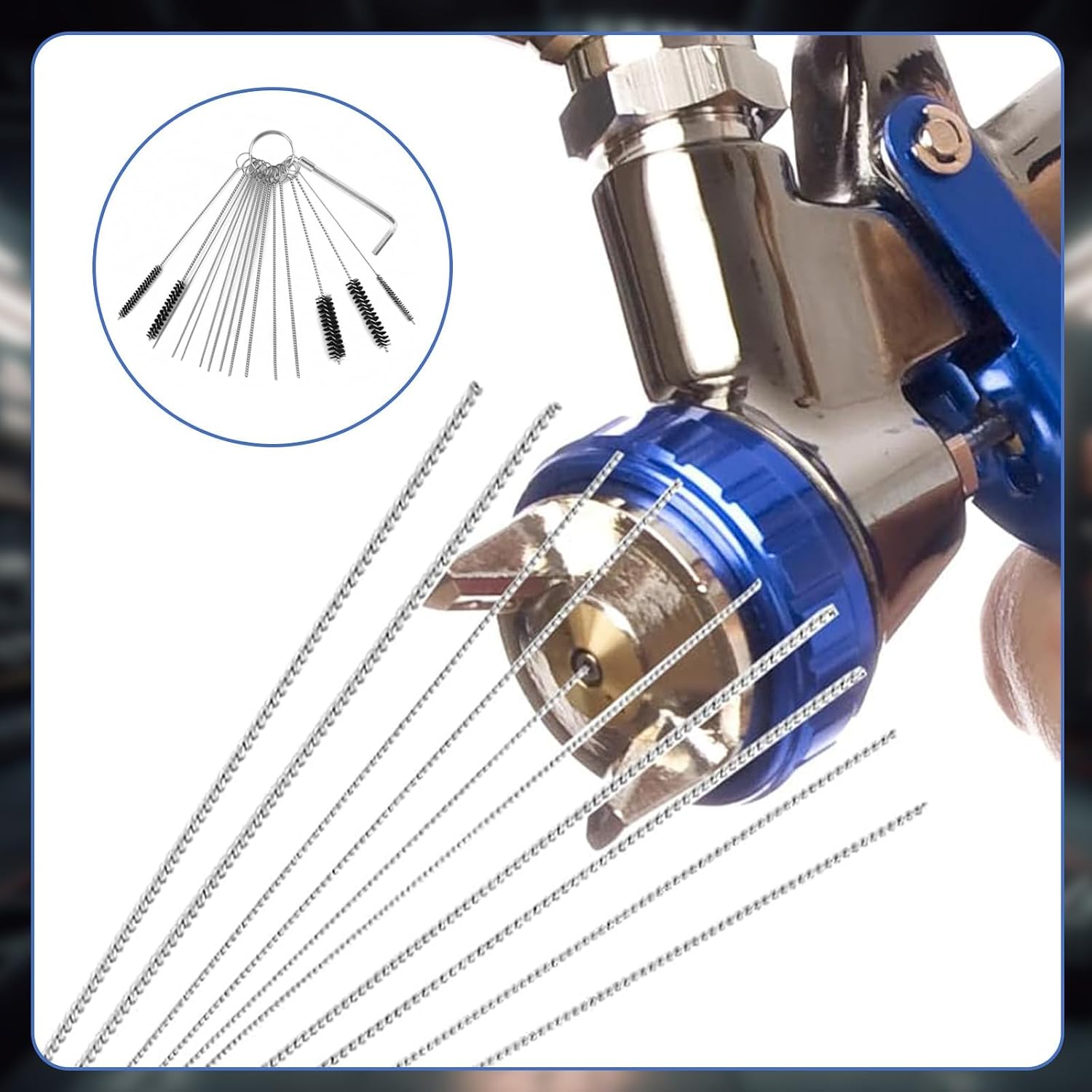 10Pcs Carburetor Cleaning kit Tool, Professional Carb Jet Cleaning Kit Tool & Welding Tip Cleaner with Stainless Steel Needles, Brushes & Hooks for Motorcycle ATV Chainsaw & Welder