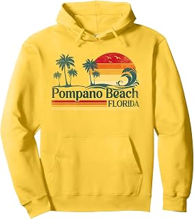 Pompano Beach Florida Family Vacation Palm Tree Summer Pullover Hoodie