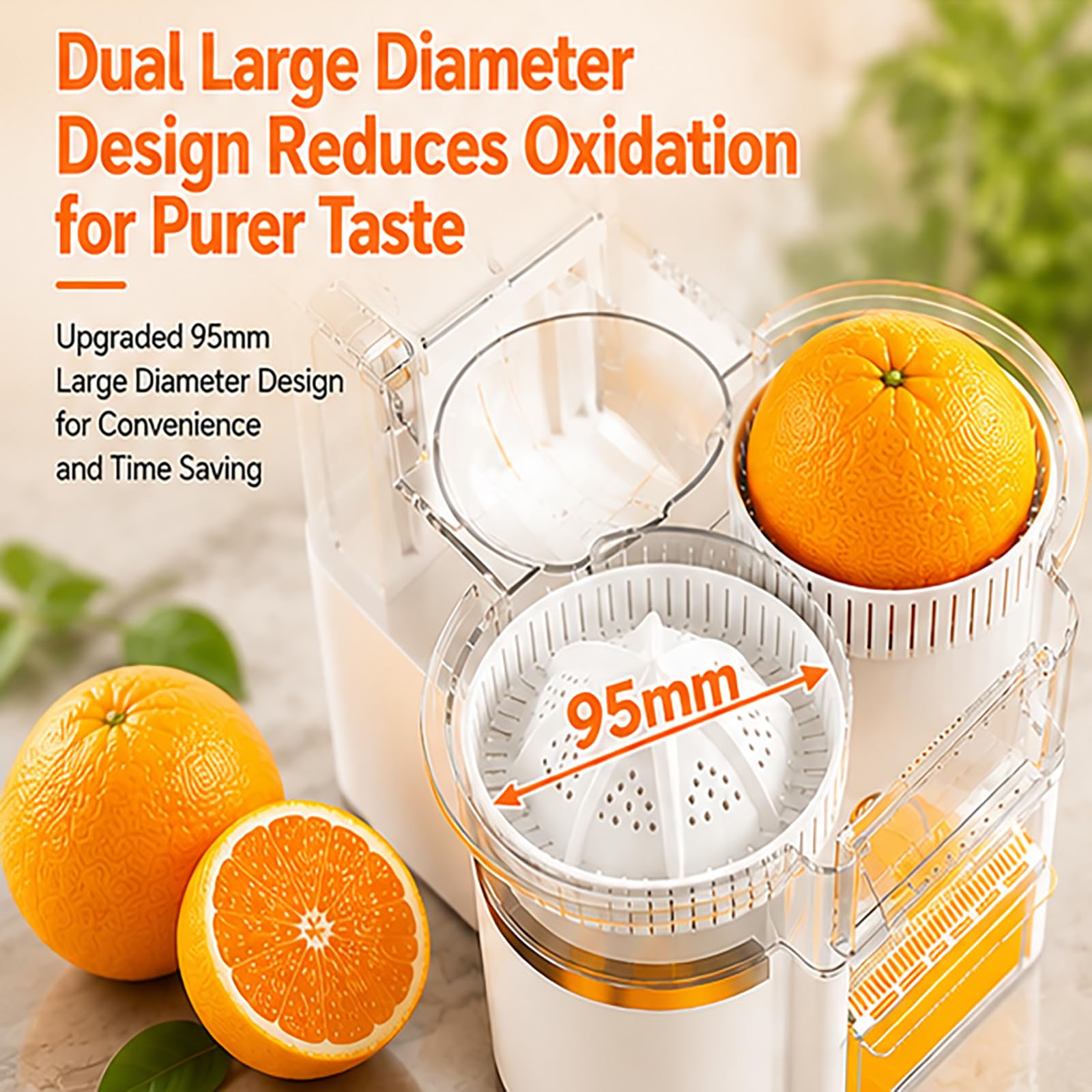 Macchina per Succo di Agrumi Doppia Ricaricabile, Spremiagrumi Elettrico da 600 ml, Affettatrice per Agrumi Incorporata Facile da Pulire per Arancia Limone Pompelmo white