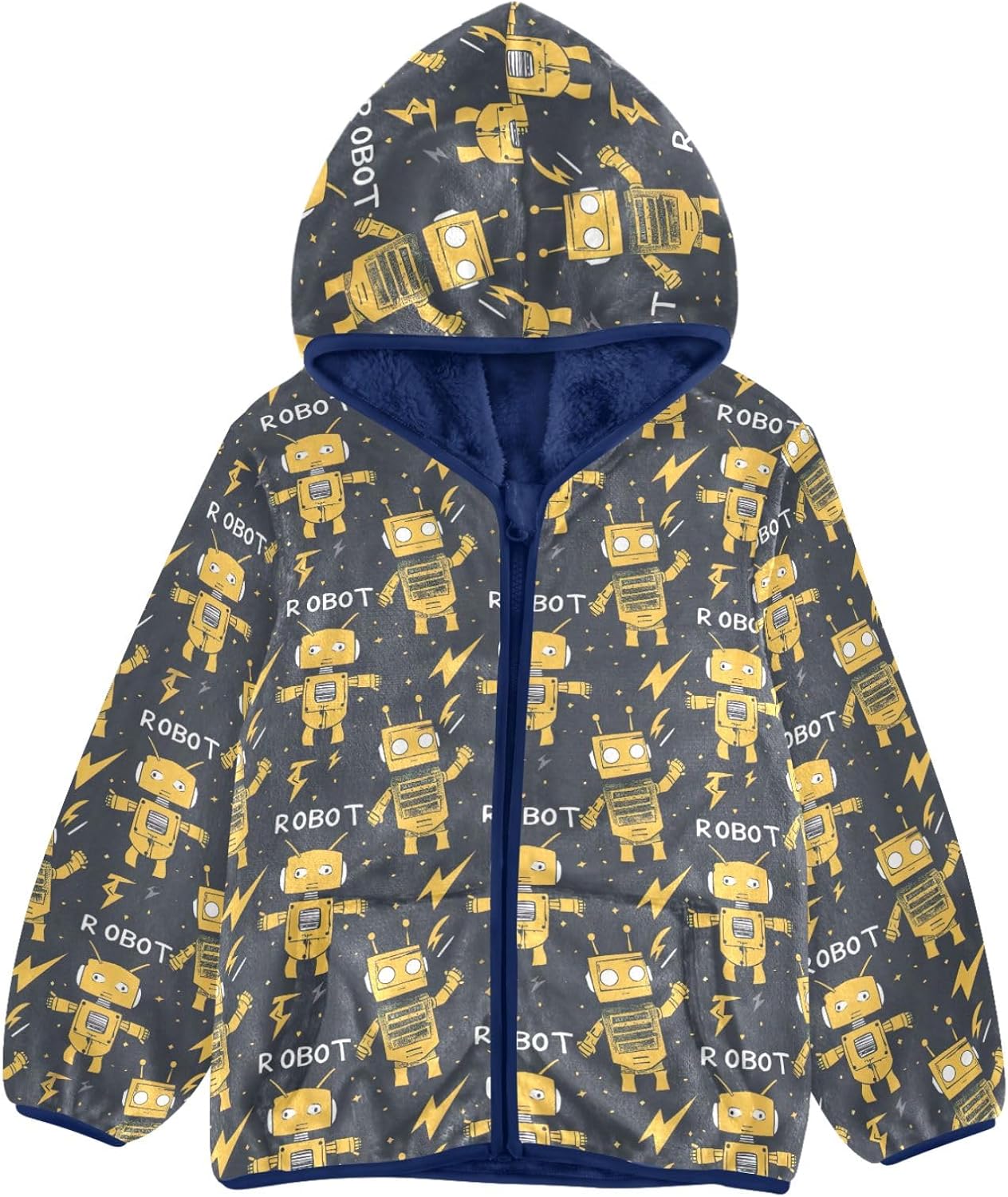 CHIFIGNO Cartoon Construction Vehicles Toddler Hoodies Light Jacket Warm Winter Jackets for Toddlers 3-10Y