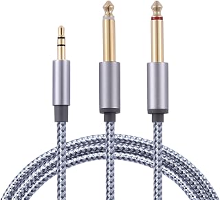 3.5mm to Dual 6.35mm Male Audio Mono Y-Cable Splitter [3M],Gold Plated 1/8" inch TRS to 1/4" inch TS Nylon Braided Cord Compatible for Amplifier,Mixer,Guitar,Volcas and Audio Recorder