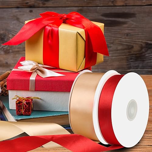 Miniatura 2 de YBLANDEG Cinta de satén de color blanco sólido de 2 pulgadas x 50 yardas, cinta de tela de poliéster de doble cara para envolver regalos, bodas,
