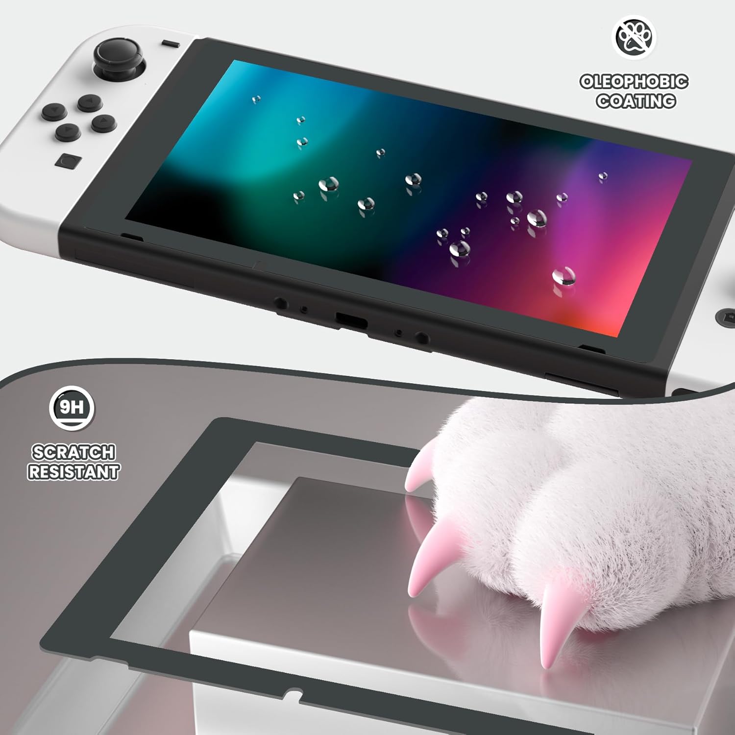 eXtremeRate 2 Pack Gray Border Transparent HD Clear Saver Protector Film, Tempered Glass Screen Protector for Nintendo Switch [Anti-Scratch, Anti-Fingerprint, Shatterproof, Bubble-Free] - Image 4