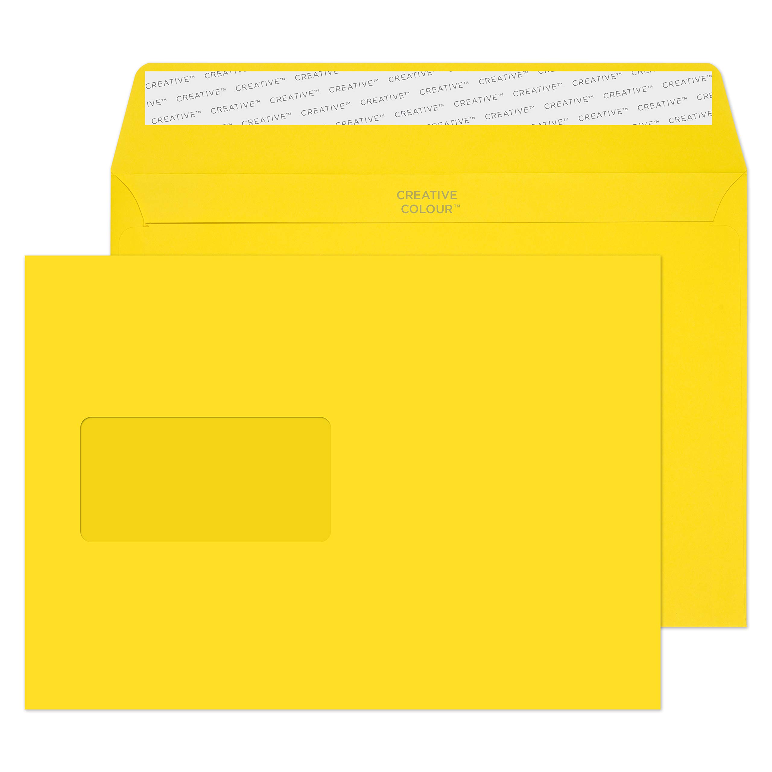 Blake Creative Colour C5 162 x 229 mm 120 gsm Peel & Seal Window Wallet Envelopes (303W) Banana Yellow - Pack of 500