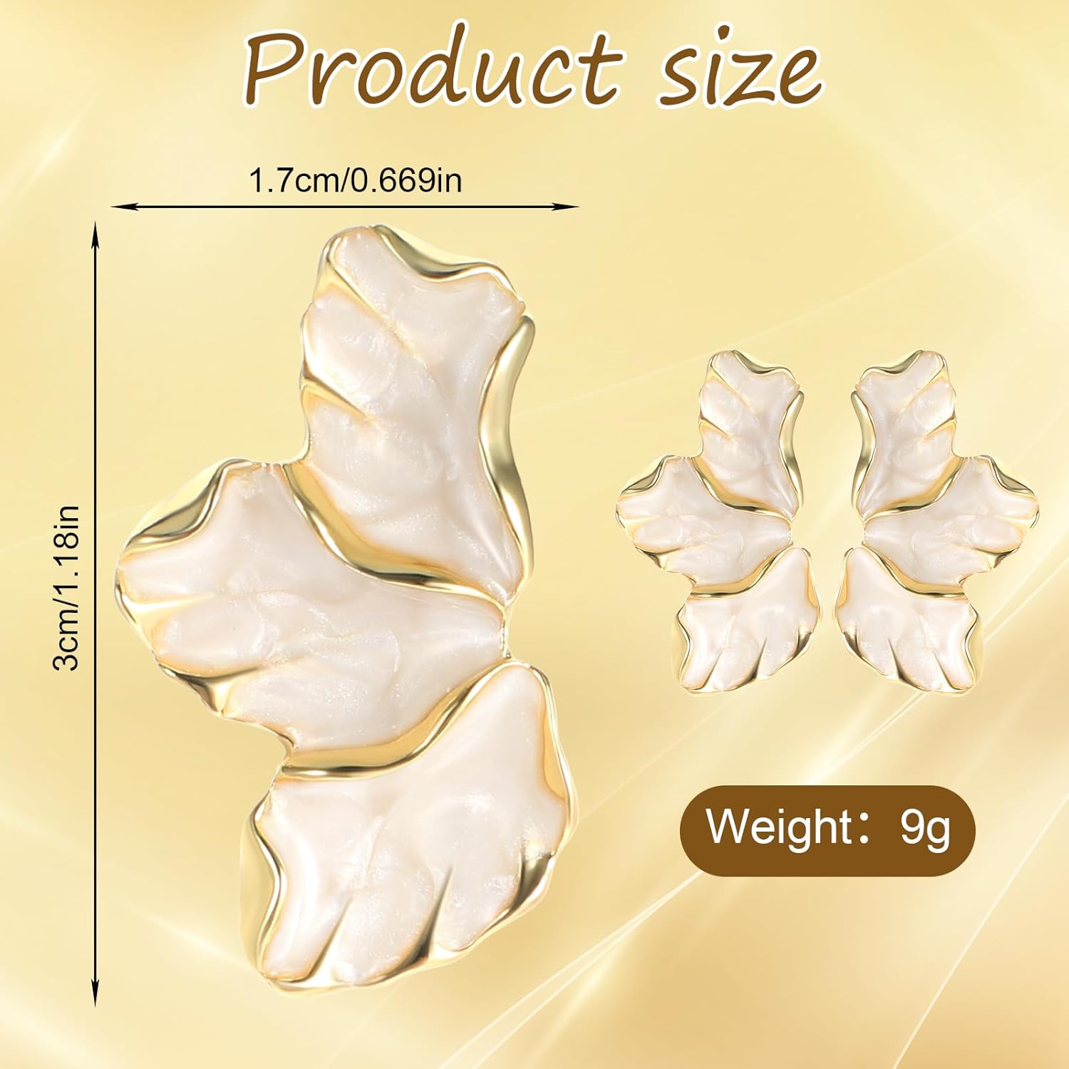 Flower Petal Stud Earrings, White Statement Earrings, Irregular Petal Floral Earring, Floral Dangle Earring for Women, Trendy Jewelry Gift, Wedding Beach Vacation Accessories - Image 3