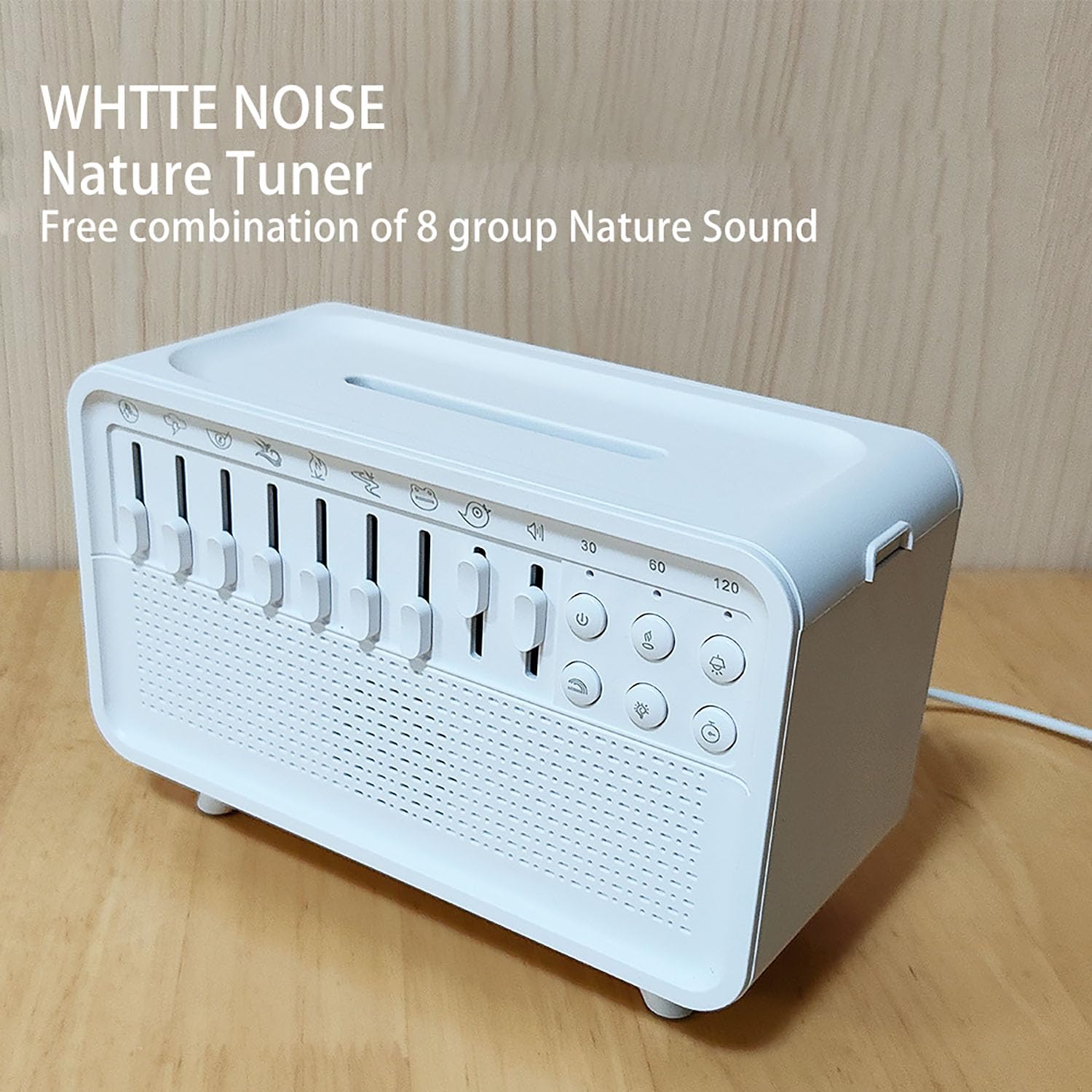 White Noise Sound Nawilżacz zapachowy - dyfuzor olejków eterycznych do domu, nawilżacz powietrza z 8 białymi efektami szumów i symulacją płomienia, głośnik, do spania, salonu, biura