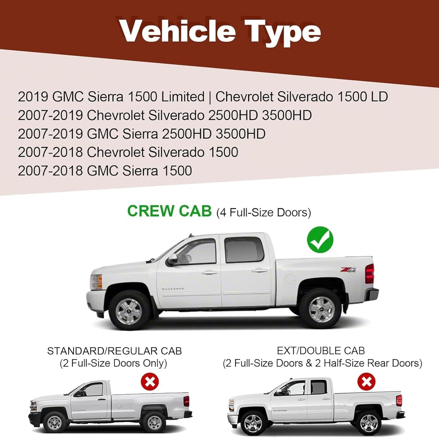 Perfit Liner 6'' Running Boards Compatible for Crew Cab 2007-2018 Chevy Silverado GMC Sierra 1500,2007-2019 2500 3500HD,2019 Ld/Lt Engine Black Textured Aluminum Side Steps Nerf Bars