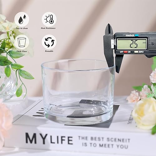 Miniatura 5 de Simeitol Tarros de vela transparentes de 16 onzas para hacer velas, 6 unidades, tarros de vela de vidrio con tapas herméticas de bambú, tarros de