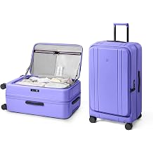 NINETYGO Medium Checked Luggage 24 Inch, Top Opening Luggage Checking In Luggage, Expandable, PC Hard Shell, Larger Capacity Checked, TSA Lock, 360 Spinner Wheels Purple,HBP