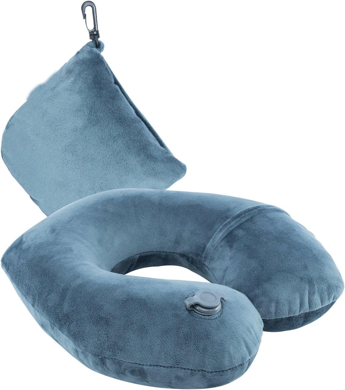Black Inflatable Travel Pillow - Compact Blow Up Neck Pillow For Flights, Office Naps & Camping