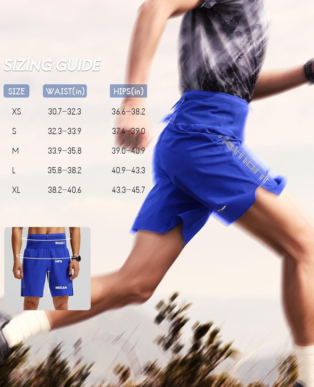Haimont APEX Men's 8" Inseam Trail Running Shorts with 360° Waist Storage, Ultra-Breathable & Lightweight, Linerless