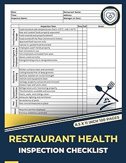 Restaurant Health Inspection Checklist: Health Inspection Report Book for Restaurants & Food Establishments | Restaurant Safety Checklists
