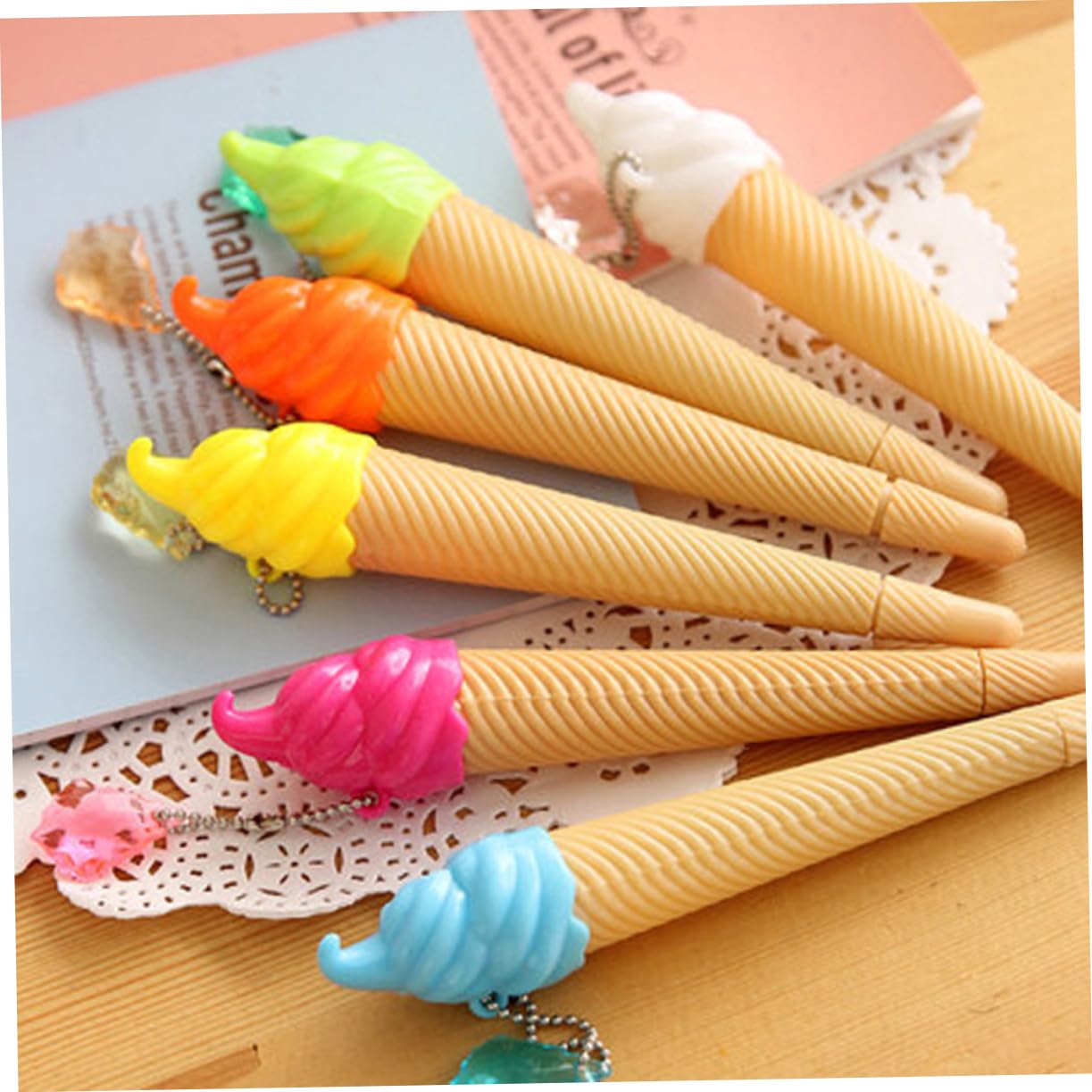 VILLCASE 48 Pièces Lot de Stylos Gel Encre Créatifs Forme de Glace Stylo à Gel Cartoon pour Scolaire Design Adorable Encre et Confortable pour Garçon Fille et Adolescents