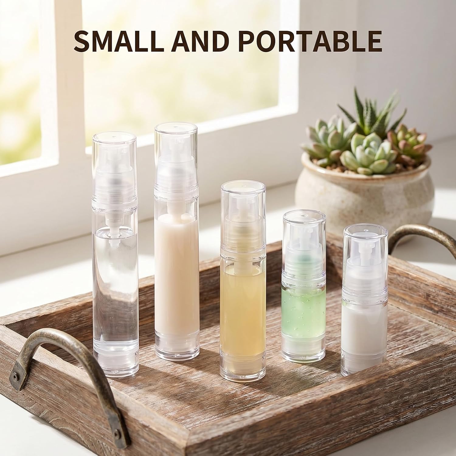 6 Pcs Airless Travel Pump Bottle Vacuum Lotion Bottles Plastic Empty Refillable Lotion Travel Container 5ml 10ml 15ml Clear Foundation Containers for Skincare Leakproof DIY Cosmetic Shampoo Toiletries