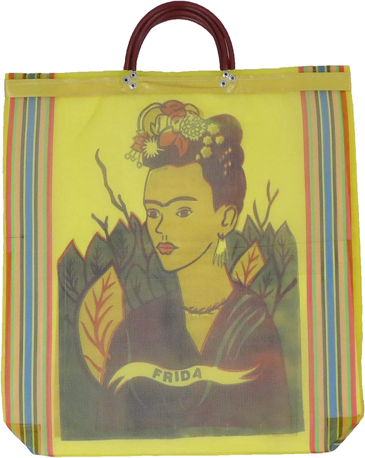 Frida Kahlo Mexican Mesh Market Bag (Yellow)
