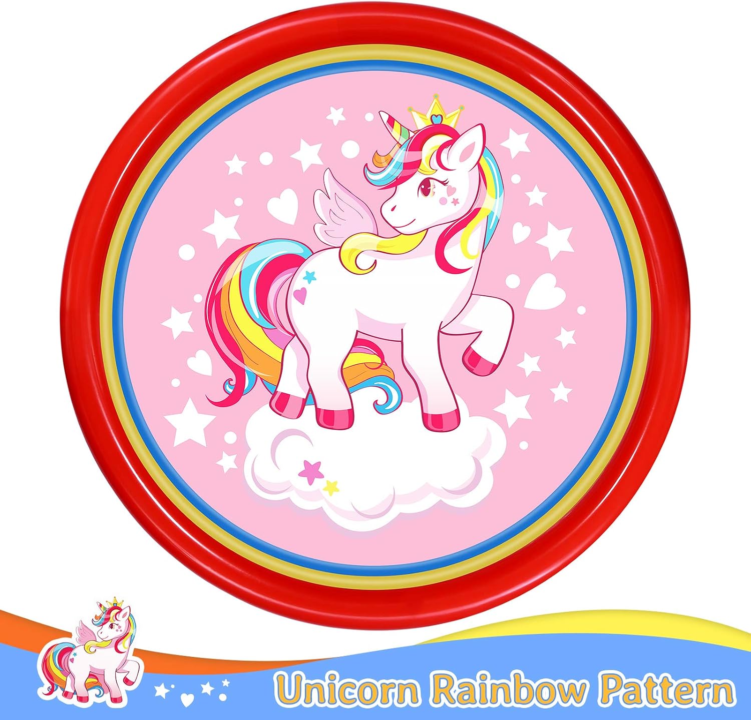 Inflatable Kiddie Pool - Unicorn Kids Pool Wading Pool for Outside, Garden, Backyard, 3 Ring Rainbow Round Blow up Pool Water Pool for Baby Toddlers Indoor & Outdoor - Swimming Pools for Kids
