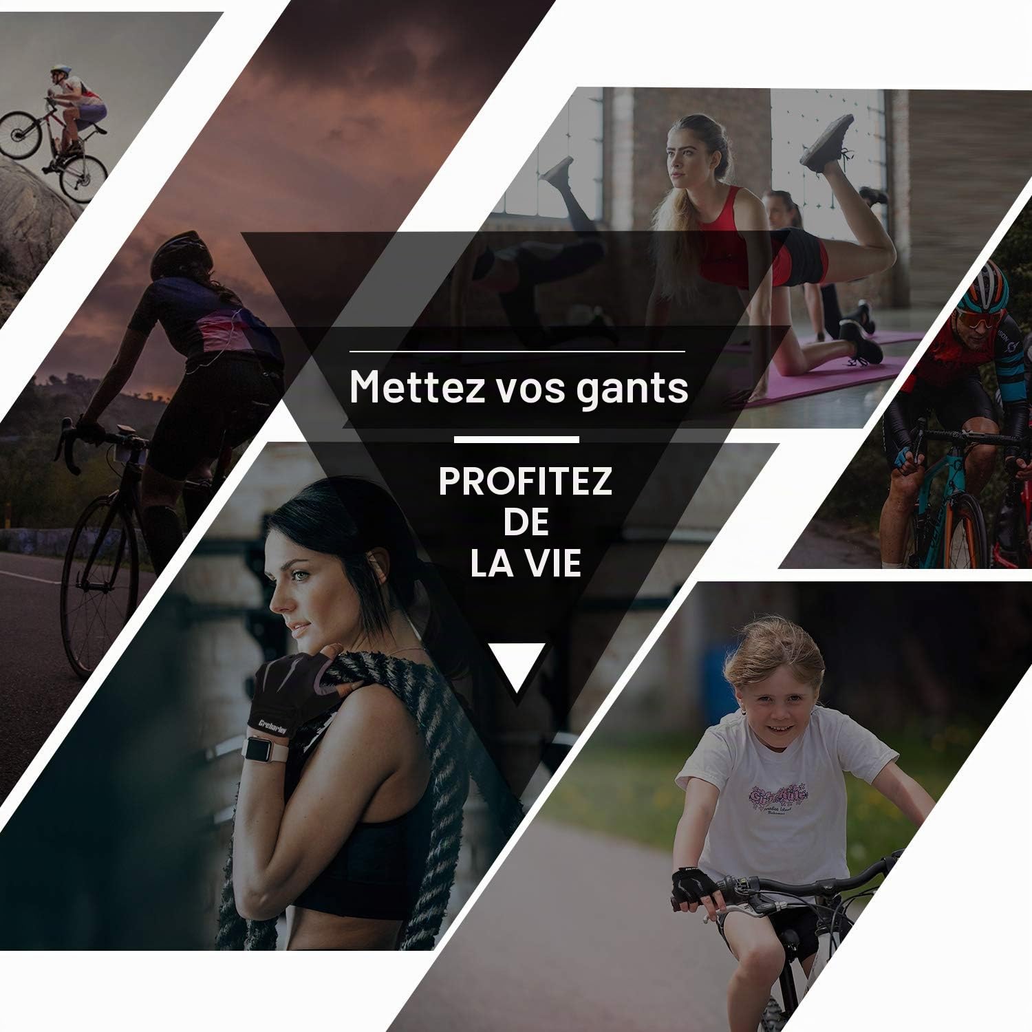 Grebarley Gants de Cyclisme Demi-Doigts Antidérapants Absorbant Chocs Respirants VTT