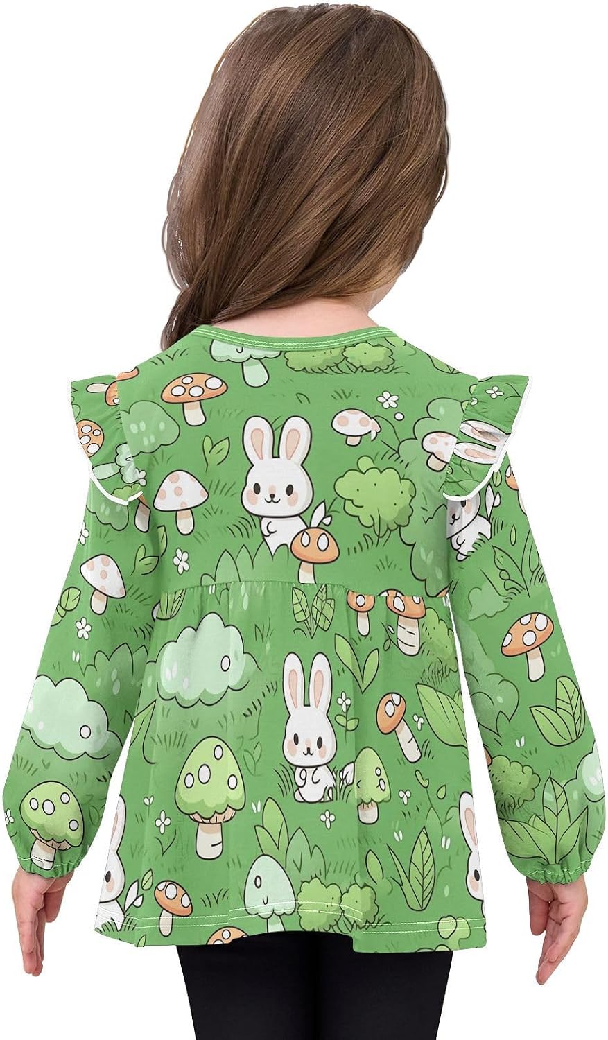 visesunny Toddler Clothes for Girls Game Rabbit Long Sleeve Fall Shirts Cotton Top with Ruffle Collar