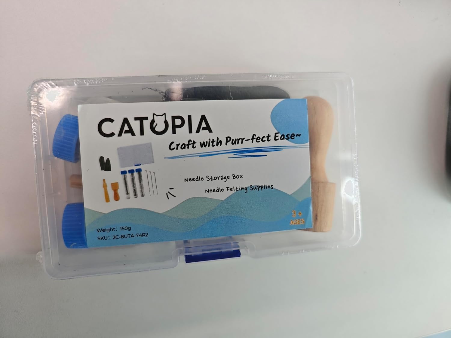 CATOPIA Wool Felting Needles, Wool Felting Tools, Wool Felting Supplies, Poking Needle Storage Box, Needle Box. Including 1 Premium Three-Needle Pen with 3 Needles and 30Pcs Needles in 3 Sizes.
