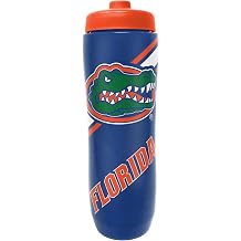 Party Animal NCAA Squeeze Bottle, 32 oz, Florida Gators | Slim, lightweight BPA-free sports water bottle with quick-flow squeeze; fits backpacks & cup holders for kids or adults