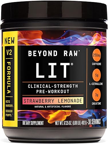 Miniatura 8 de Beyond Raw Lit - Suplemento pre-entrenamiento que contiene cafeína L-citrulina beta-alanina y óxido nítrico