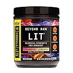 BEYOND RAW LIT V2 Clinical Strength Pre Workout Powder, Hits Harder, Bigger Pumps, Caffeine, L-Citrulline, Creatine, Strawberry Lemonade, 30 Servings