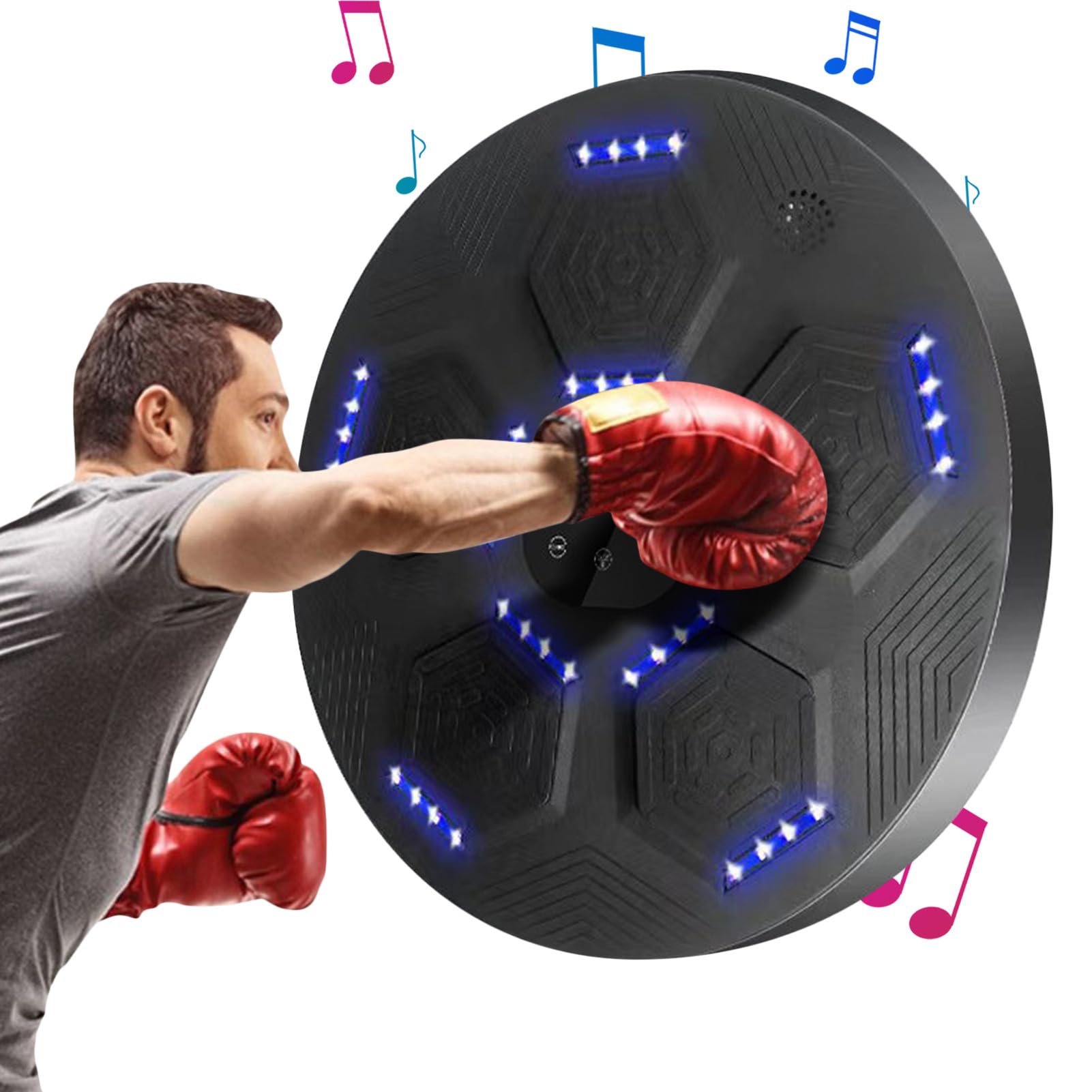 Music Boxing Machine Bambini Macchina Da Boxe Musicale LeuKoles Con Guantoni | LED Smart, Bluetooth, 9 Velocità, Conteggio, Montaggio A Parete Pungiball Elettrico