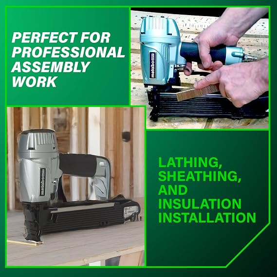 Metabo HPT Wide Crown Stapler, Pneumatic, 16 Gauge, 1-2 Staples, N5024A2