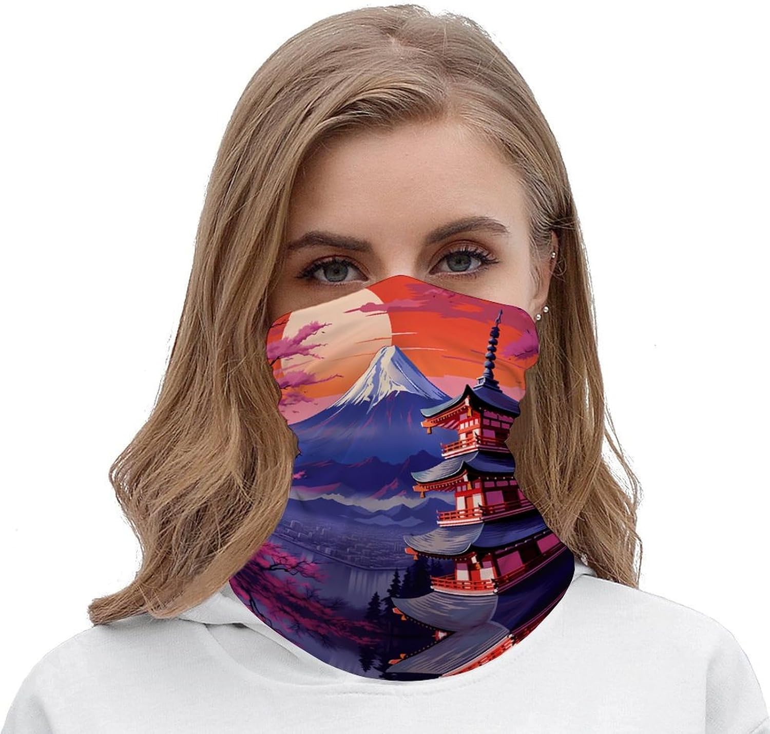 Mount Fuji Cherryflowers Japan Famous Landscape Neck Gaiter for Women Men Face Cover Scarf Mask Bandana Headband Head Wrap Headwear image 5