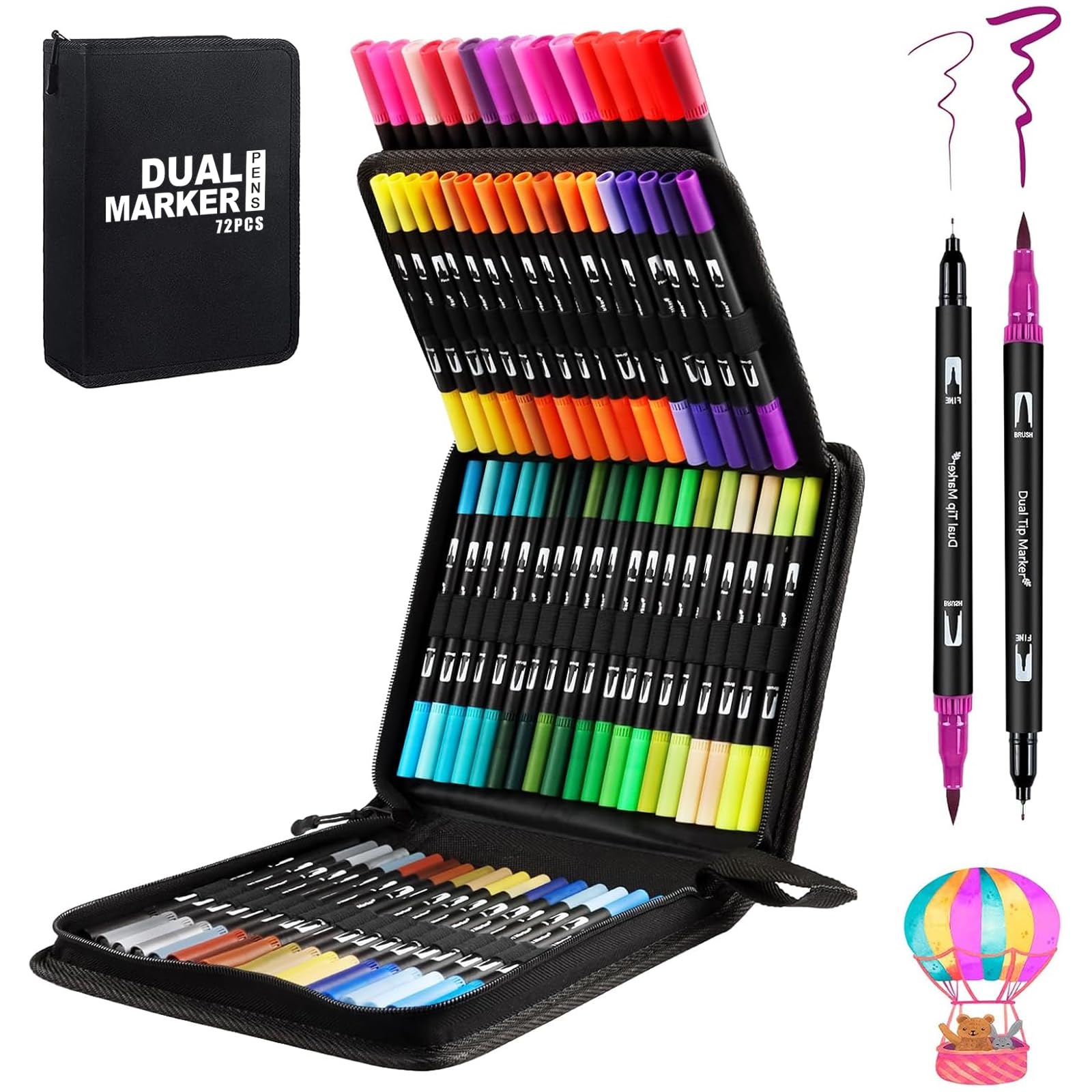 Gelanty Rotuladores Lettering, 72 Pincel Doble Punta,Adultos y Niños, Brush Pen Para Acuarelas Dibujos y Caligrafía