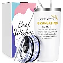Gtmileo Graduation Gifts for Women, Look at You Graduating Tumbler, 2025College Graduation Gift, High School Masters Degree Phd Gifts for Her, 20oz Stainless Steel Tumbler, White