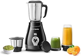 Longway Mix Pro 550 Watt Mixer Grinder with 4 Jars for Grinding, Mixing, Blending, Juicing with Powerful Motor (Black & Gray,4 Jars)
