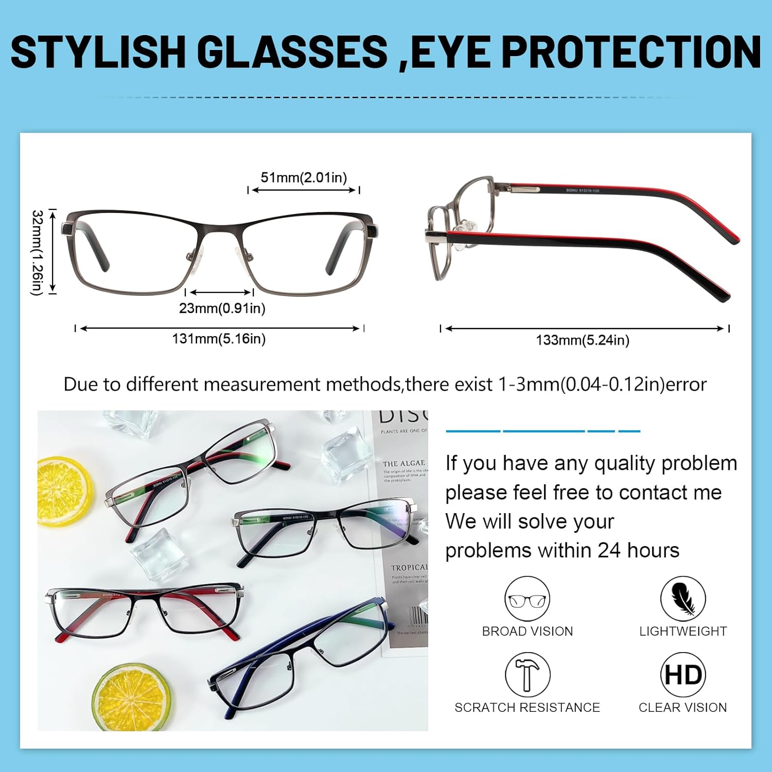 OCCI CHIARI Blue Light Blocking Glasses For Women/Men Anti UV Ray Computer Glasses