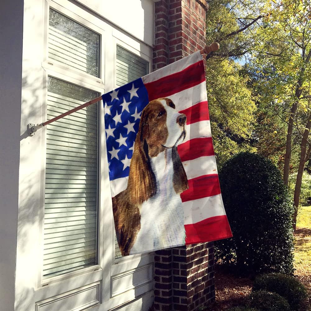 Caroline's Treasures SS4040CHF USA American Flag with Springer Spaniel Flag Canvas, Large, Multicolor