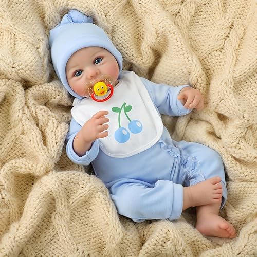 Reborn Baby Dolls Lucas 20 Inch Soft Body Realistic Baby Doll Reborn Real Life Baby Dolls with Soft Outfit, Magnetic Pacifier, Bottle,Rattle Set,Bear Doll, Gift Box for 3+ Years Old Gifts Collection