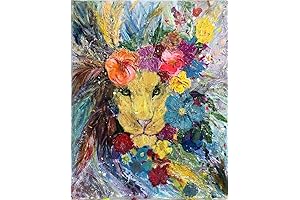 Bright Lion with Ukrainian National Wreath for Home Decor