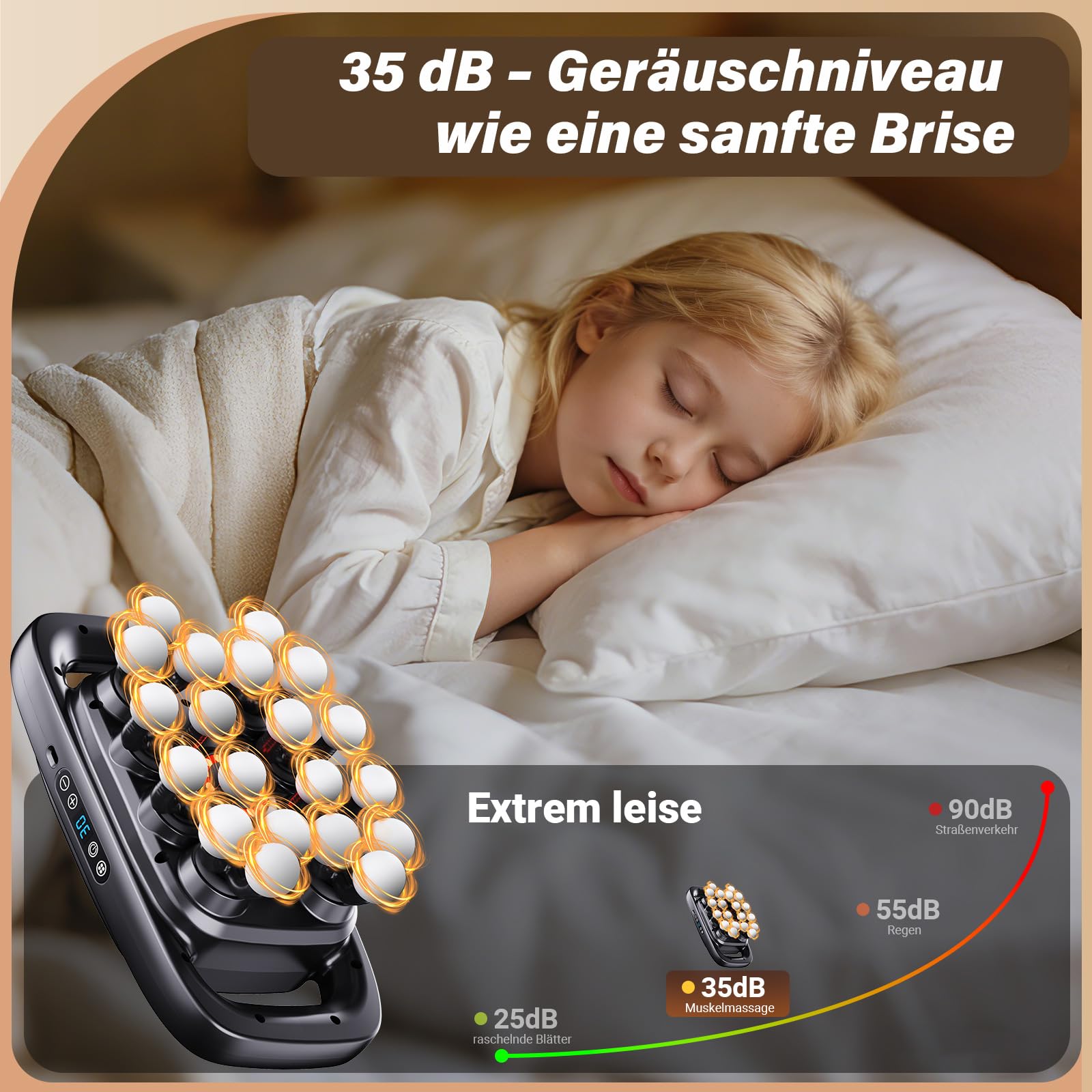 Massagepistole mit 20 Köpfen - 3 Modi & 30 Geschwindigkeiten, Großflächiges Tiefengewebe Massagegerät, Leise (35dB) für große Muskelgruppen, Sport Regeneration & Verspannungslösung
