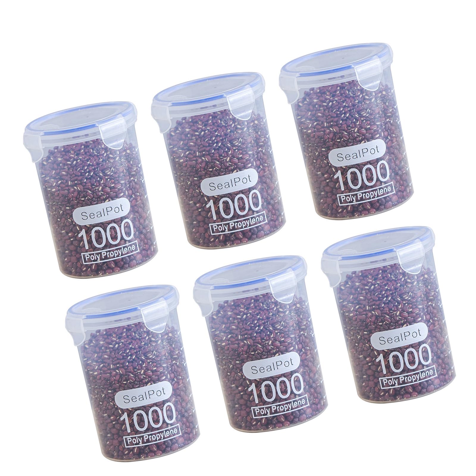Shurhome PP Stackable Kitchen Jars with Seal Lids, Clear Airtight Containers for Rice, Beans & Pasta Storage Multipurpose Kitchen Storage Boxes